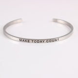 New Silver Stainless Steel Bangle Engraved Positive Inspirational Quote Hand Stamped Cuff Mantra Bracelets For Men Women