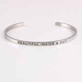 New Silver Stainless Steel Bangle Engraved Positive Inspirational Quote Hand Stamped Cuff Mantra Bracelets For Men Women