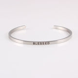 New Silver Stainless Steel Bangle Engraved Positive Inspirational Quote Hand Stamped Cuff Mantra Bracelets For Men Women