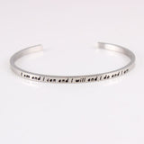 New Silver Stainless Steel Bangle Engraved Positive Inspirational Quote Hand Stamped Cuff Mantra Bracelets For Men Women