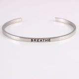 New Silver Stainless Steel Bangle Engraved Positive Inspirational Quote Hand Stamped Cuff Mantra Bracelets For Men Women